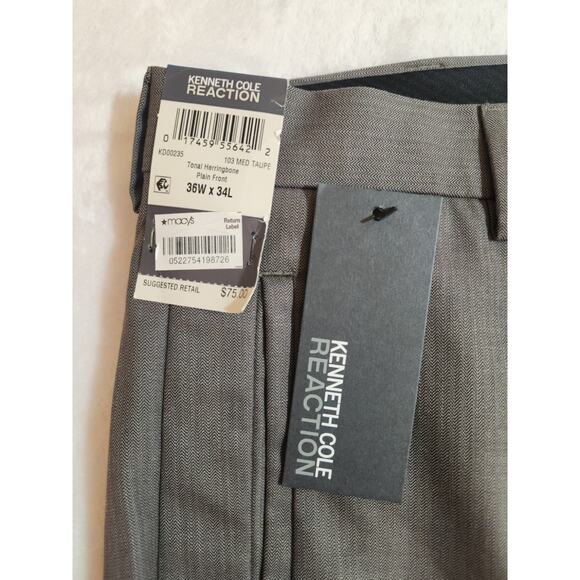 Kenneth Cole Reaction NWT Dress Pants Mens 36 X 34 Gray Work Business Straight - Picture 1 of 11